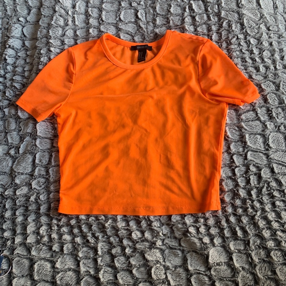 Orange mesh crop top
